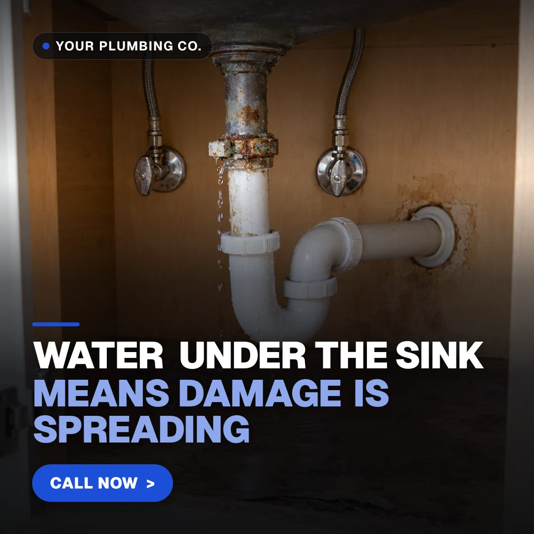 Plumber · Tampa sample ad: Water under the sink means damage is spreading
